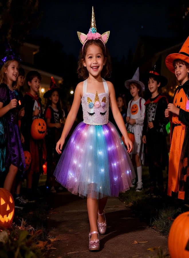 Davsolly Unicorn Costume for Girls Led Light Up Unicorn Princess Tutu Outfit for Halloween Dress Up Birthday Christmas Gifts - Image 5